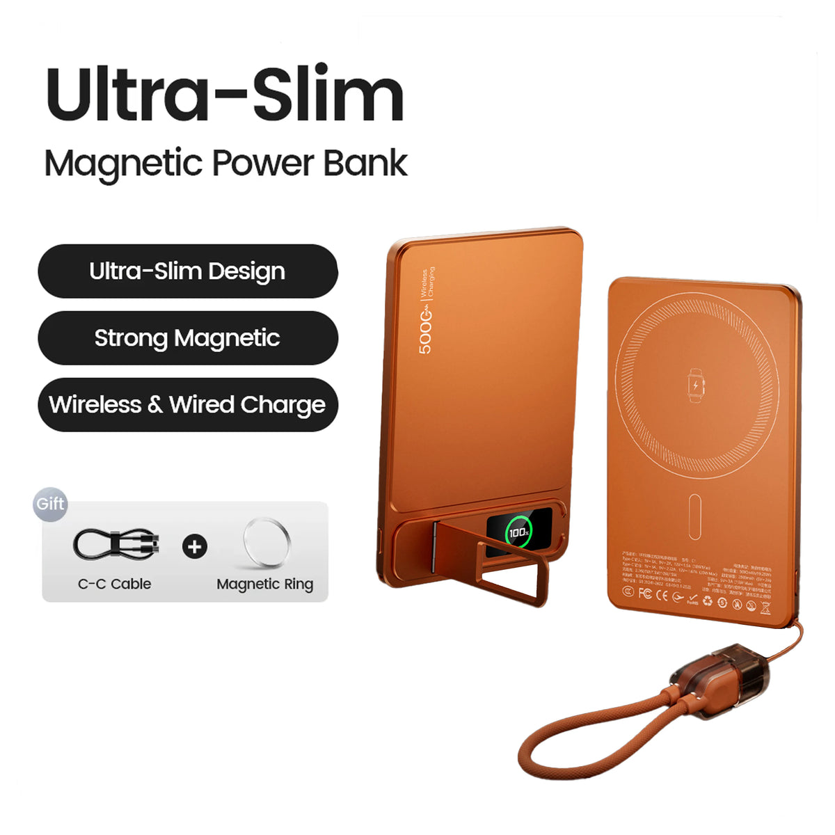 Magnetic Wireless Power Bank — 10000mAh Ultra-Slim