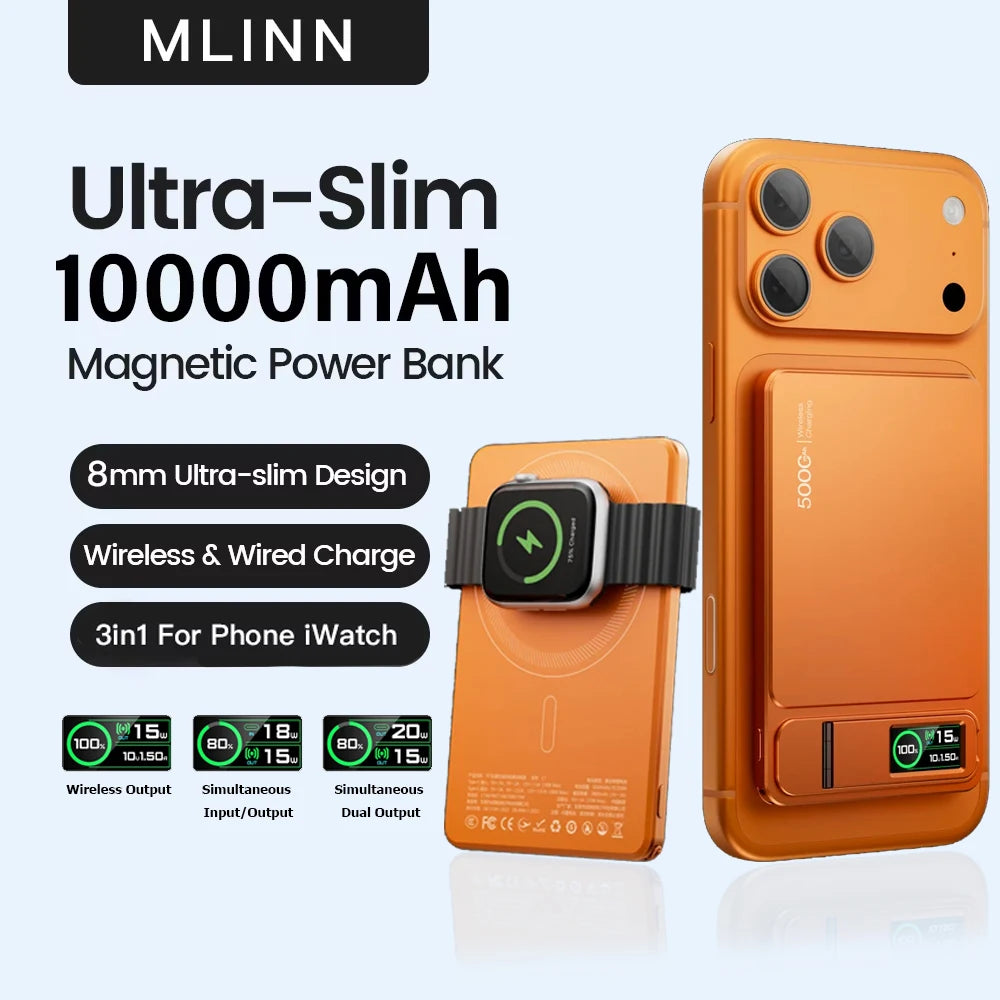 Magnetic Wireless Power Bank — 10000mAh Ultra-Slim